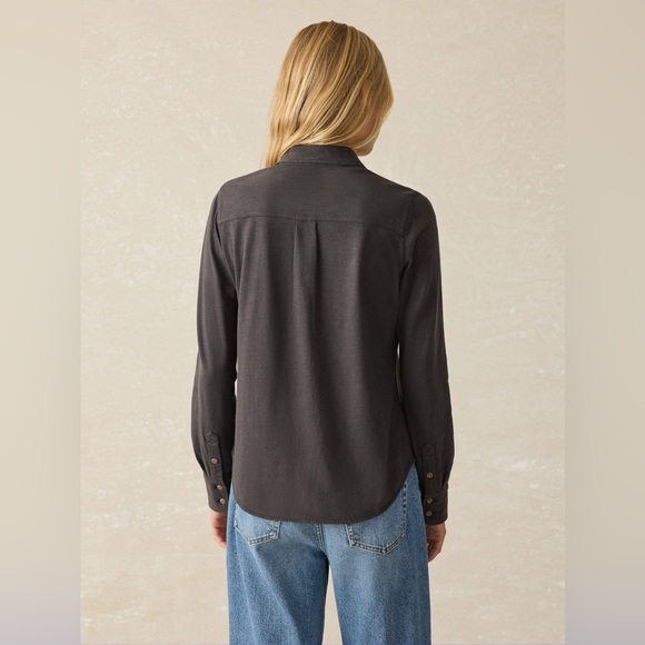 FAHERTY Sunwashed Knit Shirt Washed Black Size Small - Picture 2 of 10